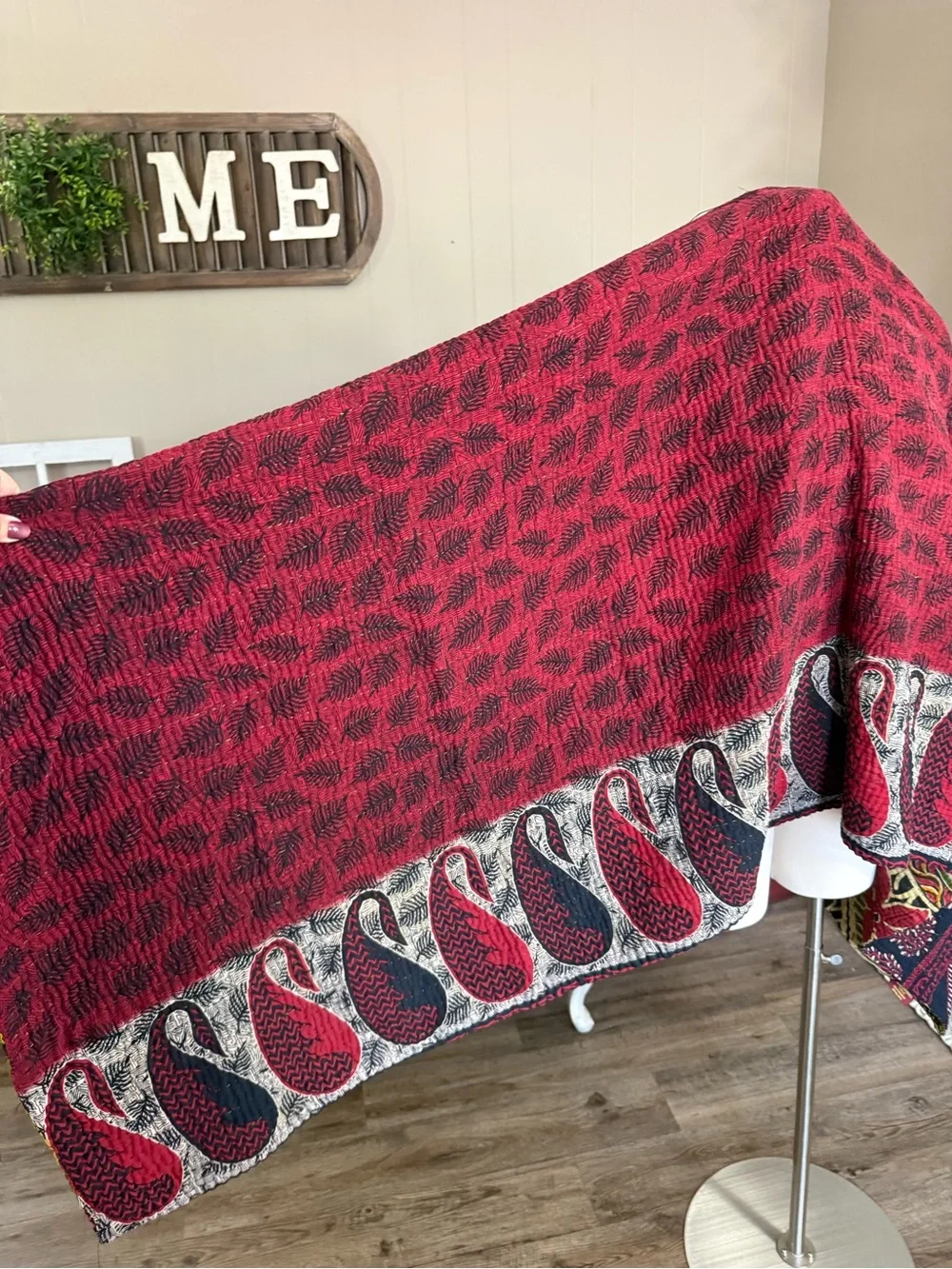 ConneXions Fair Trade Kantha Quilt Throw Recycled Sari Handmade India Boho 36x80
